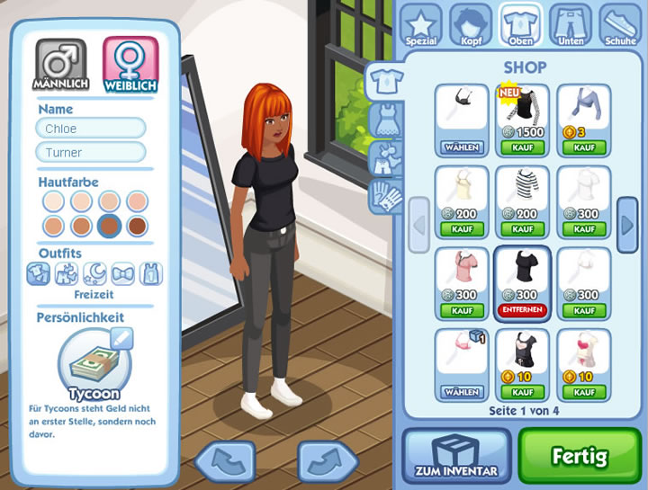 Sims Social Geschlechtsumwandlung - Kleider